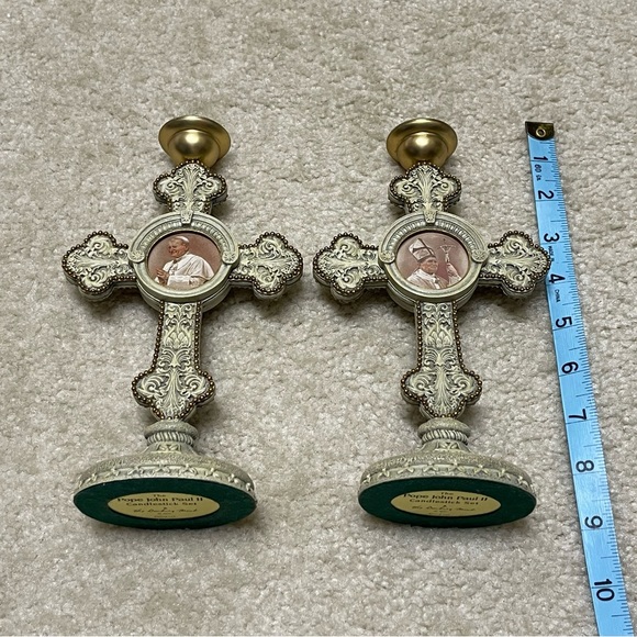Pope John Paul IIhn Paul II - Set of Two Candlestick Holders - Picture 4 of 5